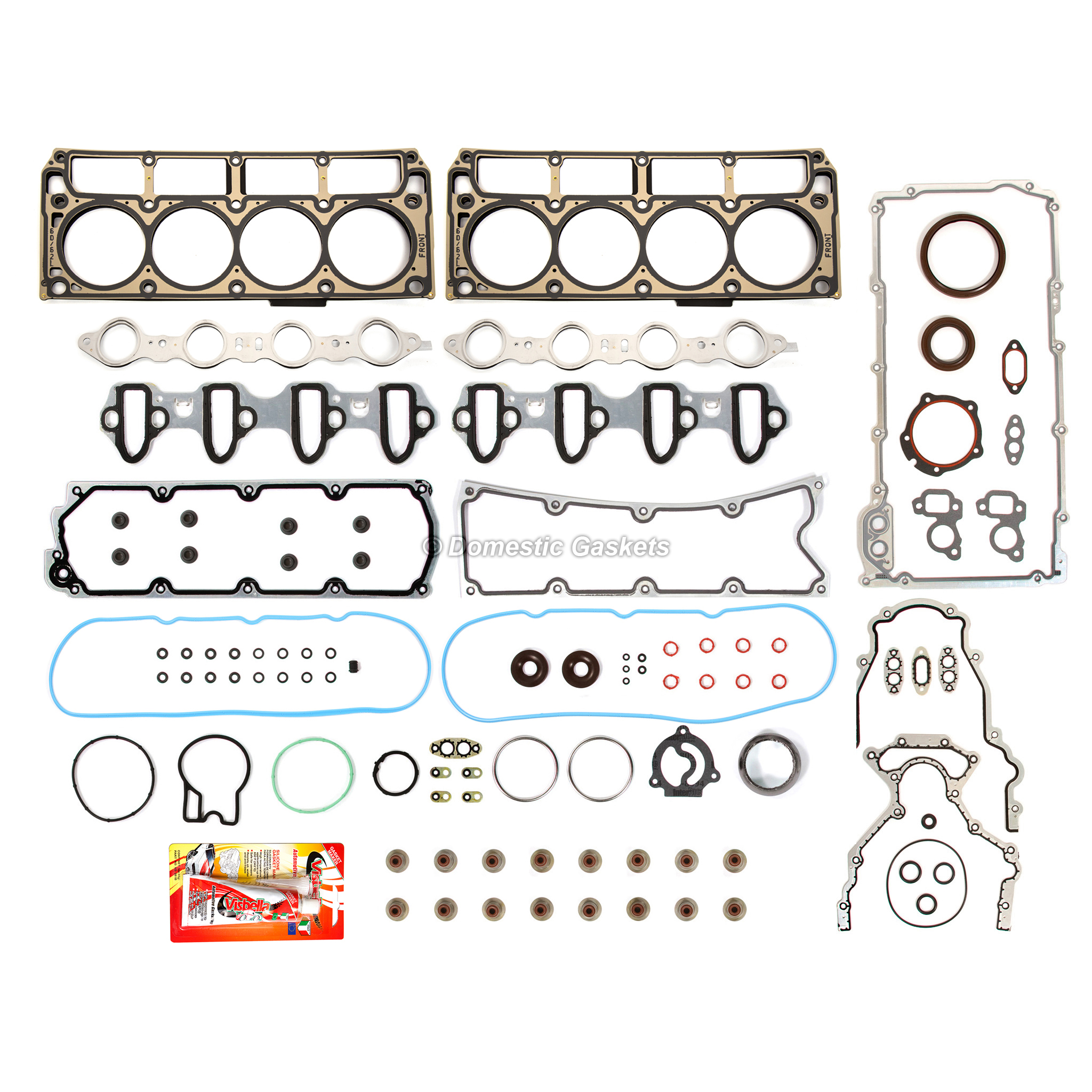 HS26192PT-2, HS26192PT-4, CS9284 7 Layers Full Gasket Set Fit 04-09 GM 6.0LVortec 6000 V8 LQ4 LQ9 LS2