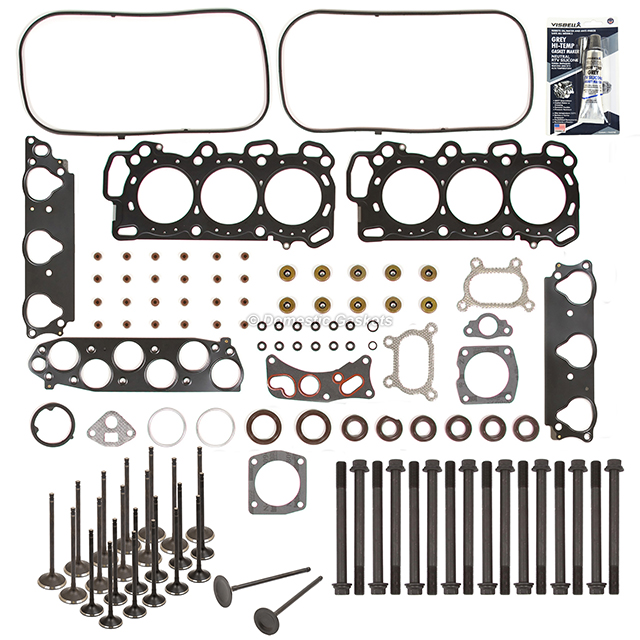 HS26334PT, ES71331, 14711-P8E-A00, 14721-P8E-A00, 14711P8EA00, 14721P8EA00, IV263, EV263 Head Gasket Set Intake Exhaust Valves Fits 03-05 Honda 3.0L SOHC J30A4 J30A5