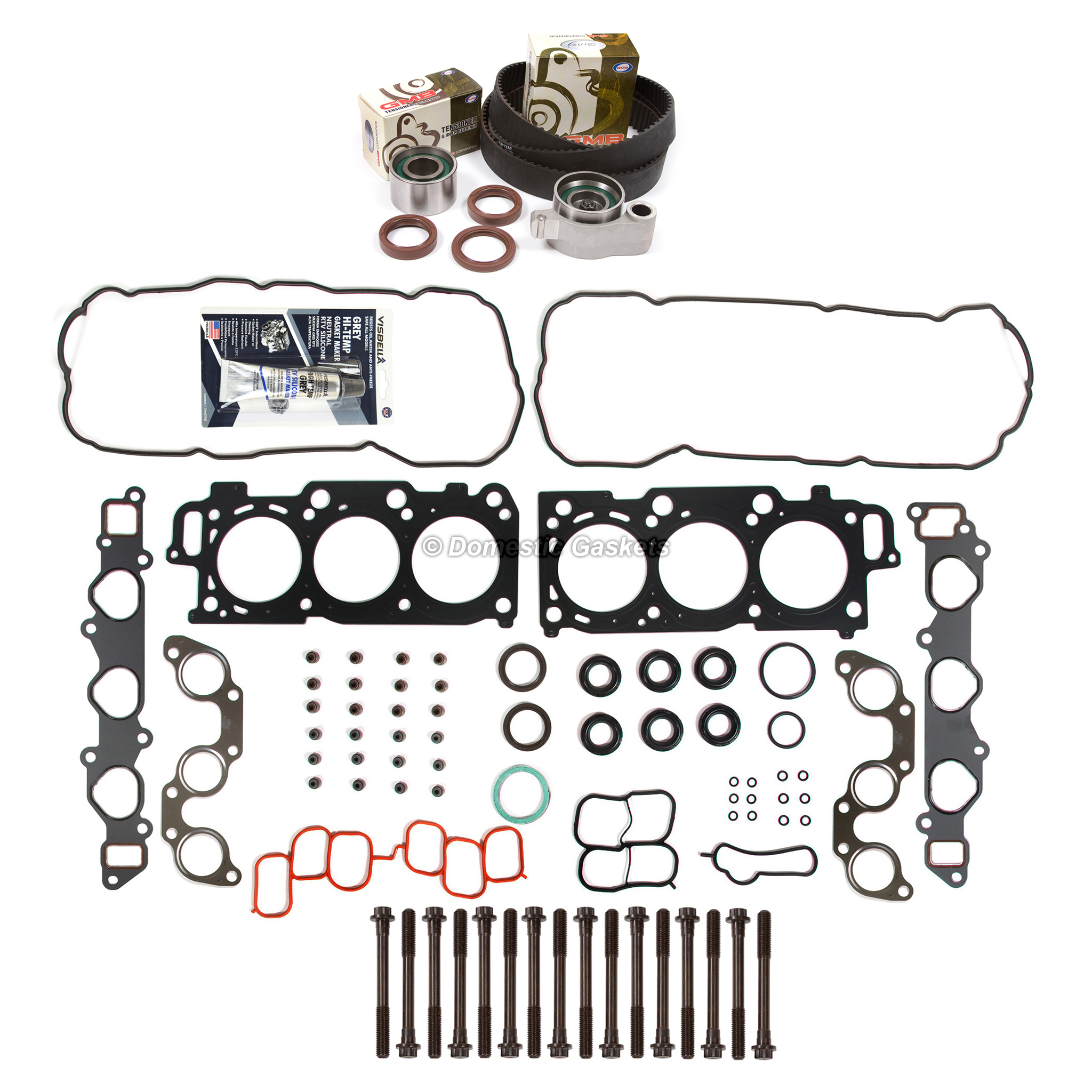 HS26266PT, ES71036 Head Gasket Set Timing Belt Kit Fit 04-10 Toyota Lexus 3.3 DOHC 3MZFE