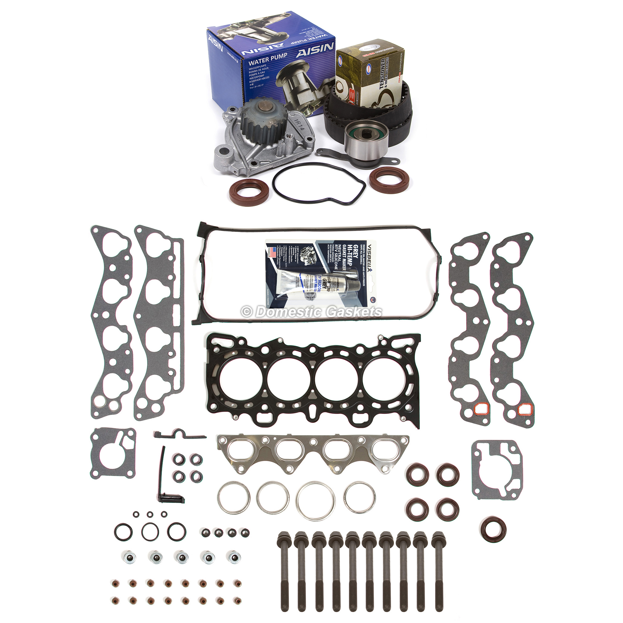 HS9915PT Head Gasket Set Timing Belt Kit Water Pump Fit 96-00 Honda D16Y5/Y7/Y8
