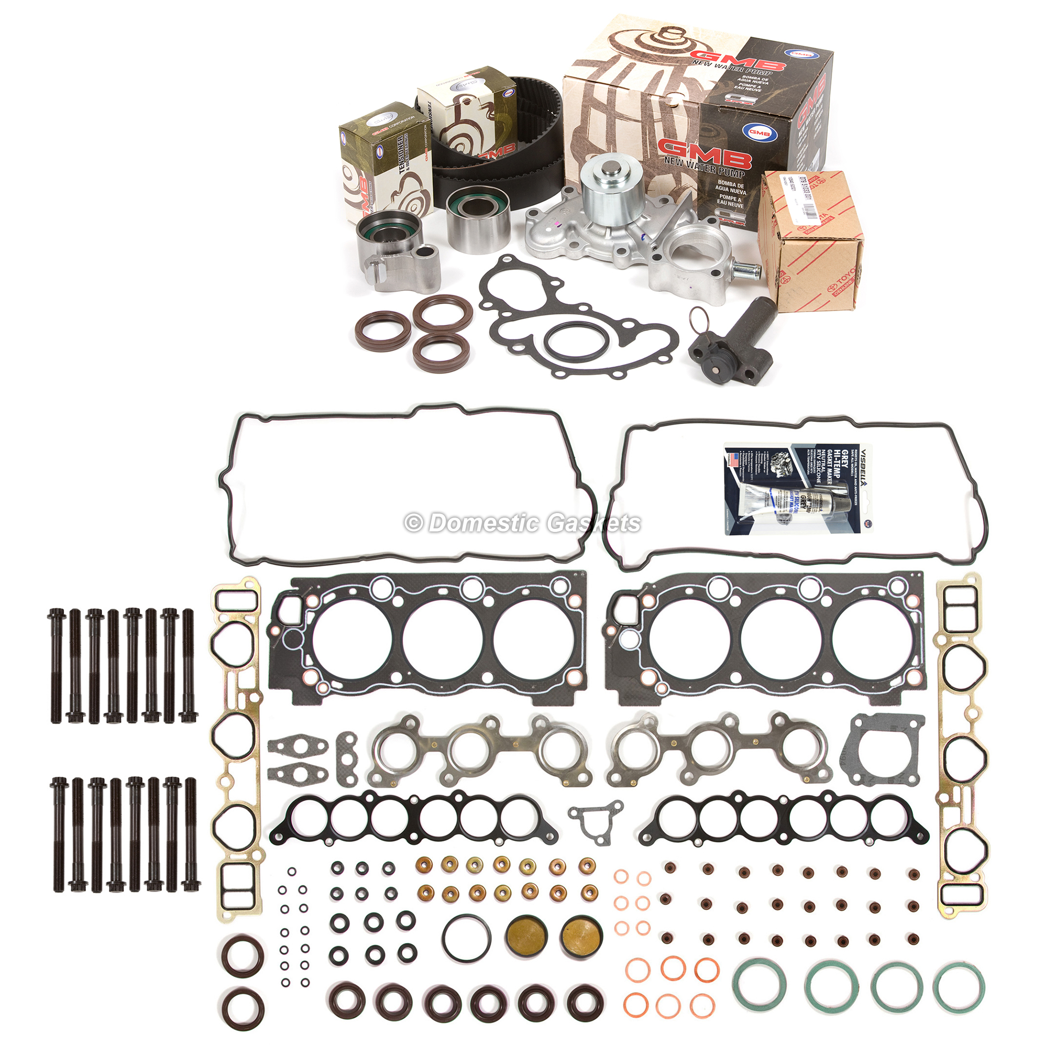 HS9227PT-1, ES72168 Head Gasket Set Timing Belt Kit Water Pump Fit 95-04 Toyota 3.4 DOHC 5VZFE