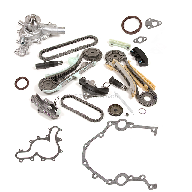 4L2Z-6M290-AA, 2U3Z-6M264-AA, F77Z-6306-BE, 2L2Z-6306-BA, 2L2Z-6306-AA, 4L2Z-6M290-AA, F77Z-6268-BC, F77Z-6268-AB, 7U3Z-6A257-A, 1L2Z-6L266-AA, YL2Z-6L266-AA, 2L2Z-6K297-AA 4.0L Ford Mazda Mercury SOHC V6 Engine Timing Chain Kit w/ Gears + Water Pump