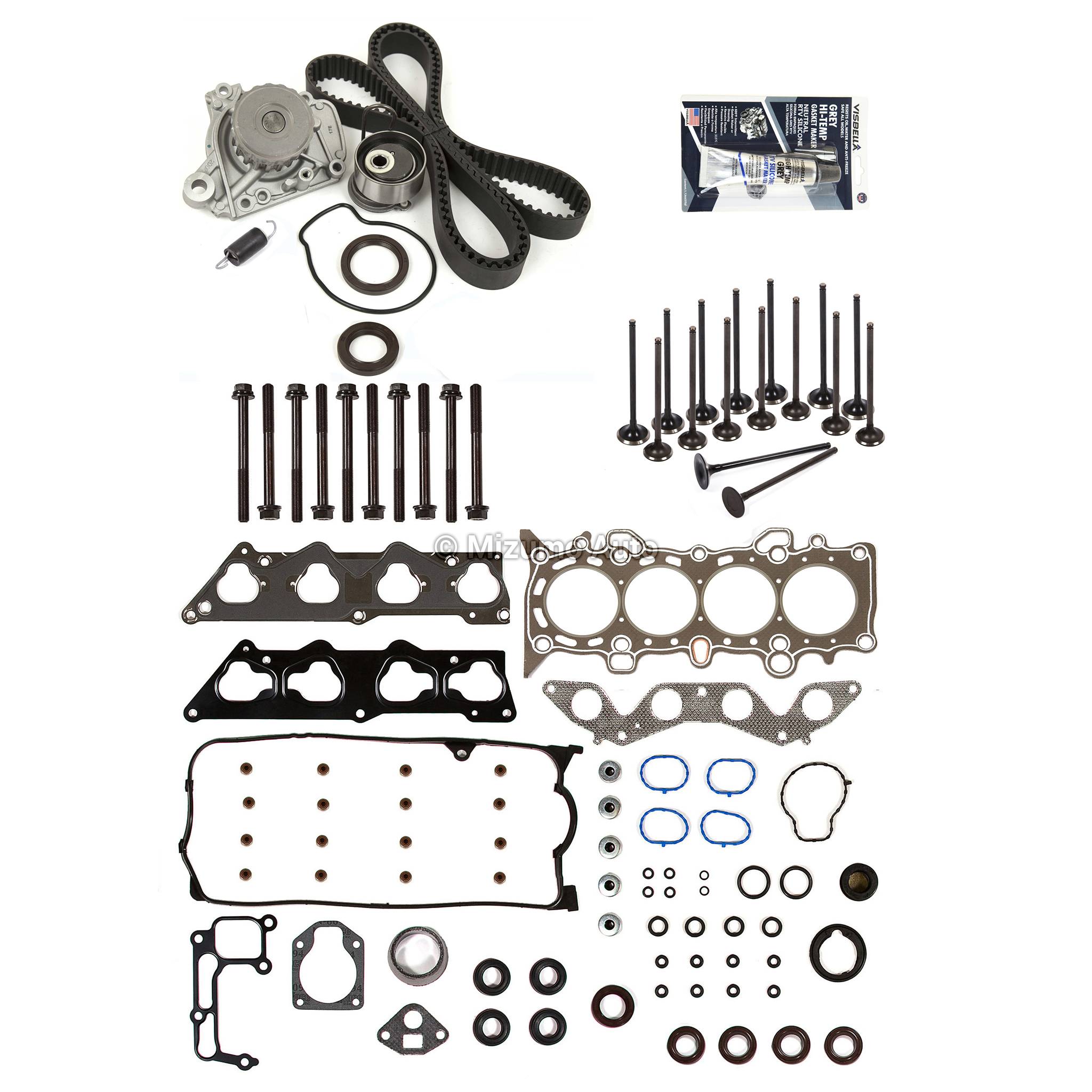 HS26236PT, 032-2953, 14400-PMM-A02, 14520-PLC-335, 19200-PLM-A01 Head Gasket Set Valves Timing Belt Kit Fit 01-05 Honda Civic 1.7L SOHC D17A1