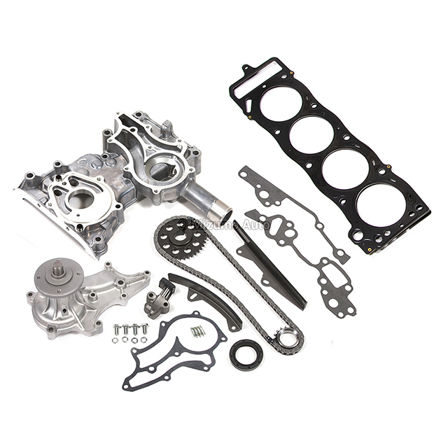 13523-38011, 13521-38010, 13506-38010, 13540-38012, 13561-38010, 13562-38010 Timing Chain Kit Metal Guides Cover Head Gasket Water Pump Fit Toyota 22R 2.4L