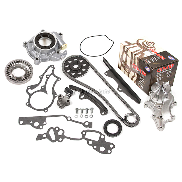 13523-38011, 13521-38010, 13506-38010, 13540-38012, 13561-38010, 13562-38010 Timing Chain Kit w/ 2 Metal Guides Water Pump Oil Pump Fit 85-95 Toyota 22R 22RE