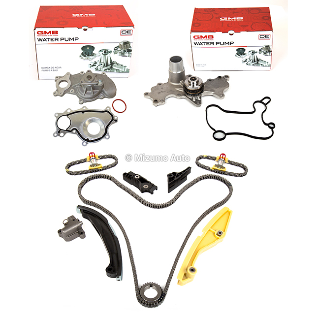 AT4Z-6268-C, AT4Z-6268-A, AT4Z-6306-A, BL3Z-6L266-A, AT4Z-6K254-A,  AT4Z-6B274-A, BL3Z-6K255-A, AT4Z-6K297-B, AT4Z-6K297-D, JL3Z-6K297-A Timing Chain Kit Water Pump w/ 3-Bolt Flange Fit 15-16 Ford F-150 Lincoln 3.5L