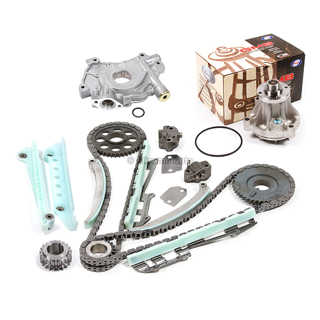F8AZ-6256-AA, F8AZ-6256-BA, XL3Z-6306-BA, 5W7Z-6268-AA, F6AZ-6L266-DA, F6AZ-6L266-CA, 1L2Z-6L253-BA, 1L2Z-6L253-AA, F3AZ-6K297-A, F3AZ-6K297-B, 1L2Z-6K297-AA, 4R3Z-6B274-BA Timing Chain Oil GMB Water Pump Kit Fit 97-02 Ford F-150 Lincoln Mercury 4.6