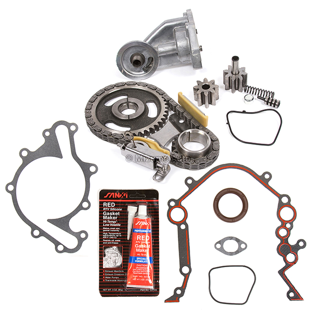 F4SZ-6306-A, E8DZ-6256-A, E9DZ-6268-C, XF2Z-6K254-BA Timing Chain Kit Oil Pump Cover Gasket Fit 90-04 Ford F150 Mustang 3.8 3.9 4.2