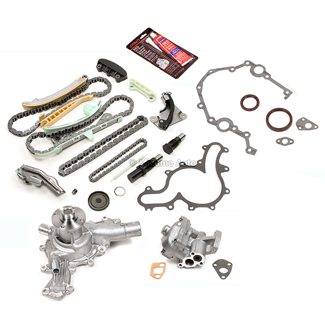 4L2Z-6M290-AA, 2U3Z-6M264-AA, F77Z-6306-BE, 2L2Z-6306-BA, 2L2Z-6306-AA, 4L2Z-6M290-AA, F77Z-6268-BC, F77Z-6268-AB, 7U3Z-6A257-A, 1L2Z-6L266-AA, YL2Z-6L266-AA, 2L2Z-6K297-AA Timing Chain Kit w/o Gears Cover Gaskets Oil Water Pump Fit 97-11 Ford 4.0L SOHC