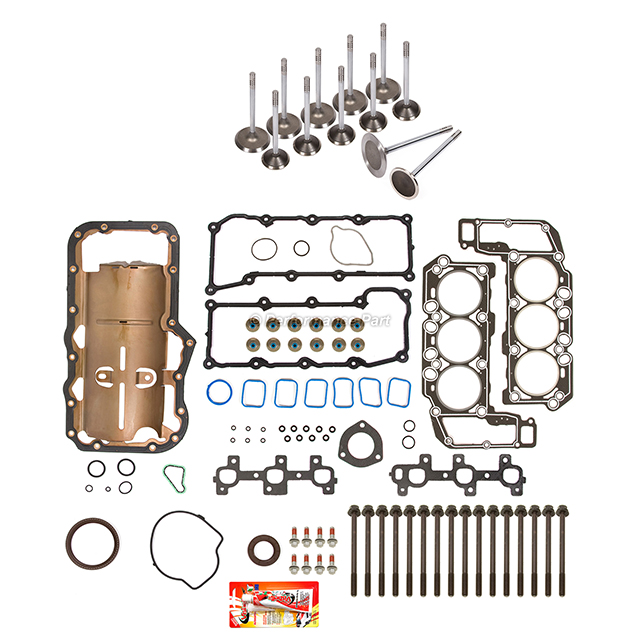 HS26229PT, ES71129-1, CS26229 Full Gasket Set Intake Exhaust Valves Fit 02-05 Dodge Chrysler Jeep 3.7L SOHC