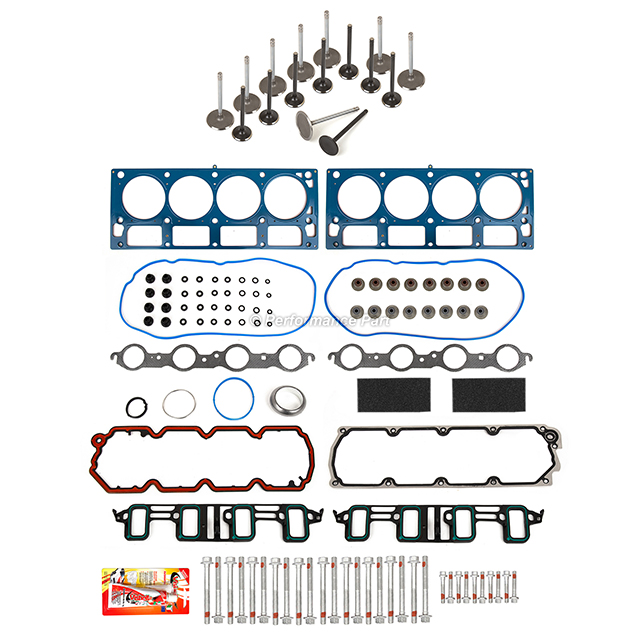 HS26192PT-6, ES72390 Head Gasket Set Intake Exhaust Valves Fit 07-14 Cadillac GMC Chevrolet 6.0 6.2L