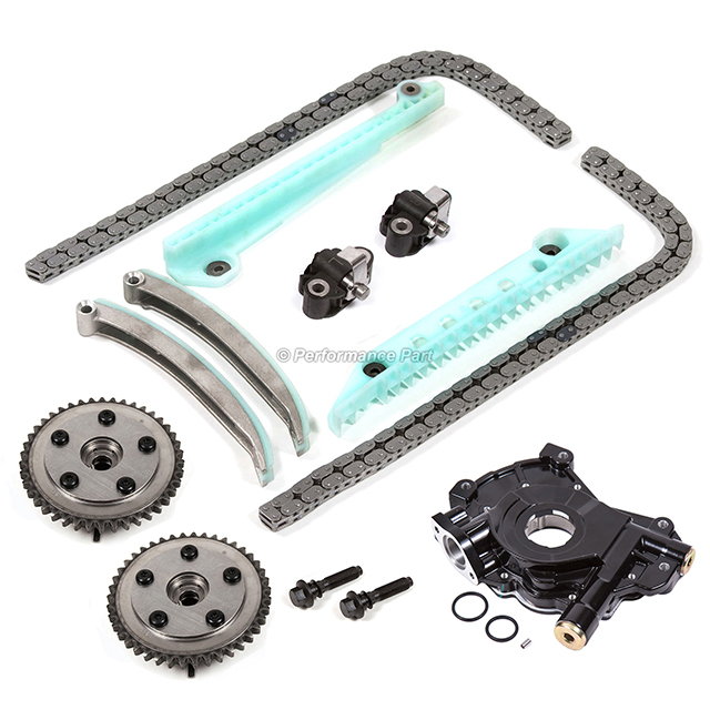 5W7Z-6268-AA, 1L2Z-6L253-BA, 1L2Z-6L253-AA, 4R3Z-6B274-BA, 4R3Z-6M256-CC, XL1Z-6L266-AA, 1L3Z-6L266-AA, 9L3Z-6600-A Timing Chain Kit Cam Phaser High Pressure Oil Pump for 05-10 Ford 4.6 TRITON