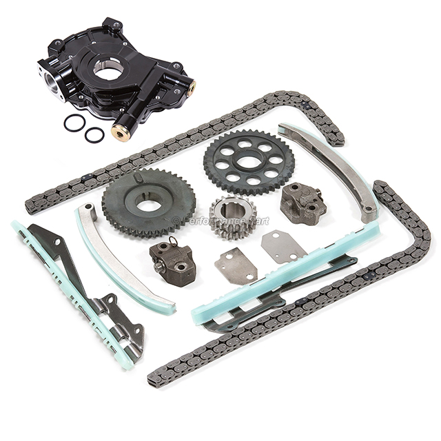 F8AZ-6256-BA, F8AZ-6256-AA, XL3Z-6306-BA, 5W7Z-6268-AA, 1L2Z-6L253-BA, 1L2Z-6L253-AA, F6AZ-6L266-DA, F6AZ-6L266-CA, F3AZ-6K297-A, F3AZ-6K297-B, 5L3Z-6600-AA Timing Chain Kit High Pressure Oil Pump for 97-04 Ford E150 F150 F250 4.6L