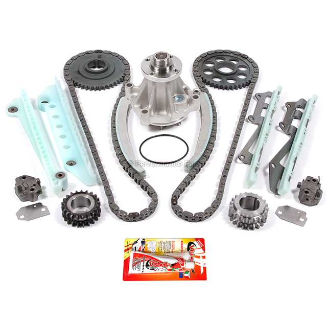 F8AZ-6256-AA, F8AZ-6256-BA, XL3Z-6306-BA, 5W7Z-6268-AA, F6AZ-6L266-DA, F6AZ-6L266-CA, 1L2Z-6L253-BA, 1L2Z-6L253-AA, F3AZ-6K297-A, F3AZ-6K297-B, 1L2Z-6K297-AA, 4R3Z-6B274-BA Timing Chain Kit Water Pump Fit 97-02 Ford Lincoln Mustang Mercury 4.6