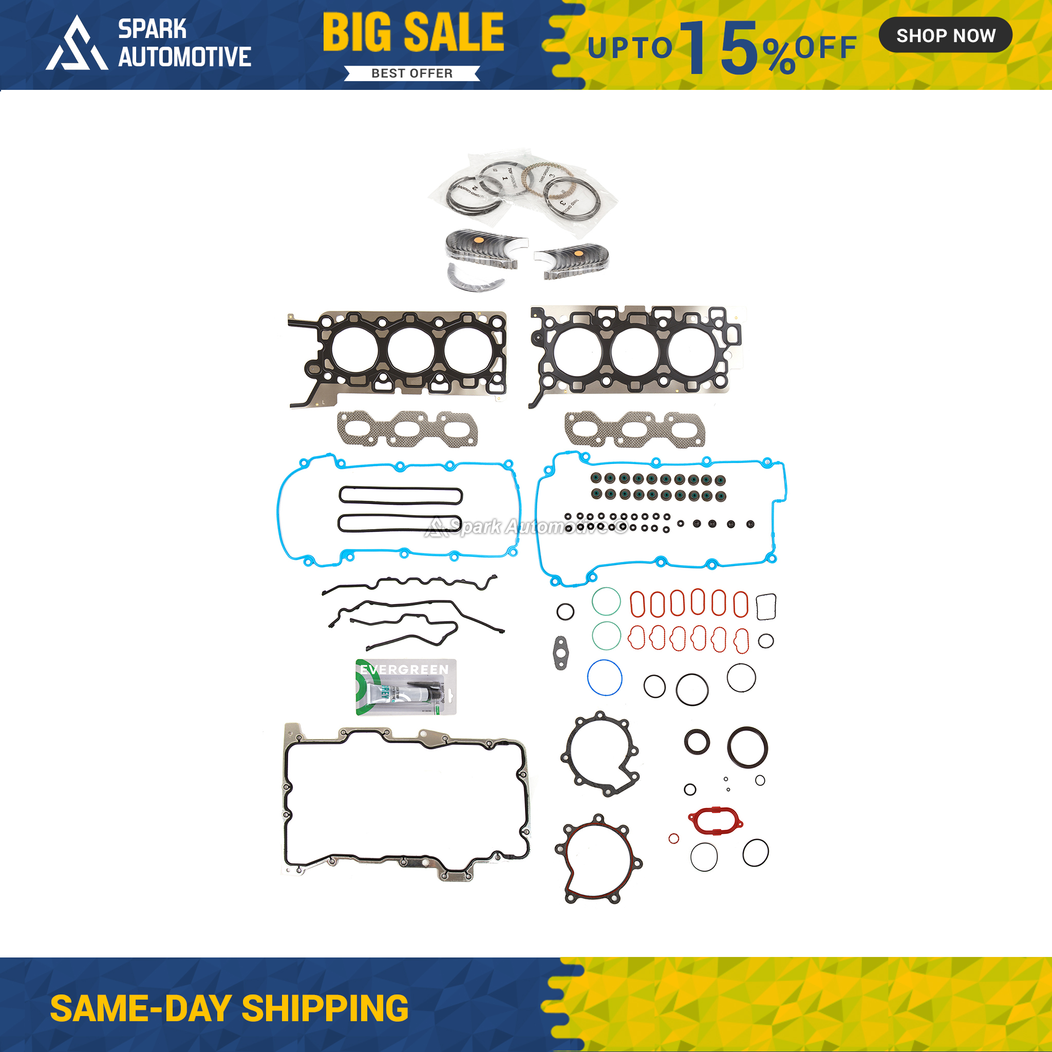 Full Gasket Set Bearings Rings Fit 02-05 Jaguar X-Type 2.5L V6 DOHC